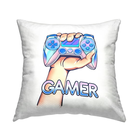 Stupell Industries Hand Holding Radiant Video Game Controller Design by Ziwei Li Throw Pillow