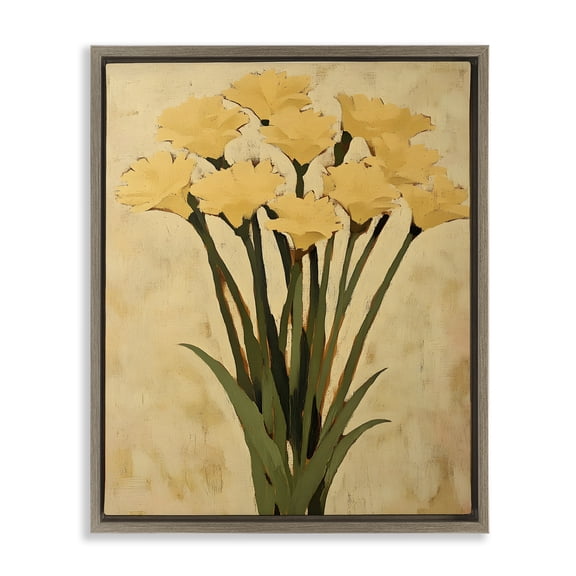 Stupell Industries Hand Picked Daffodils Abstract Painting Brown Floater Framed Canvas Art Print Wall Art, 17 x 21