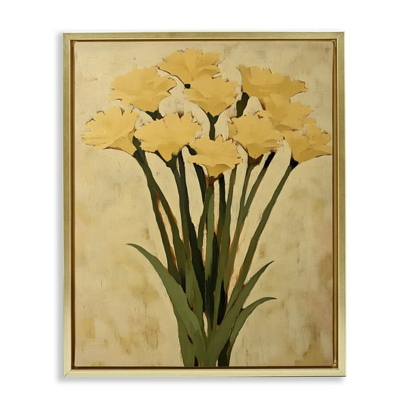 Stupell Industries Hand Picked Daffodils Abstract Painting Gold Floater Framed Canvas Art Print Wall Art, 25 x 31
