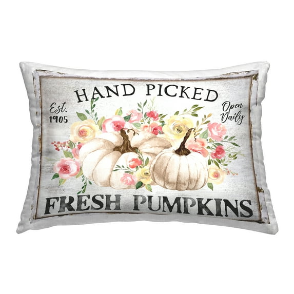 Stupell Industries Hand Picked Pumpkins Decorative Printed Throw Pillow, 14 x 20