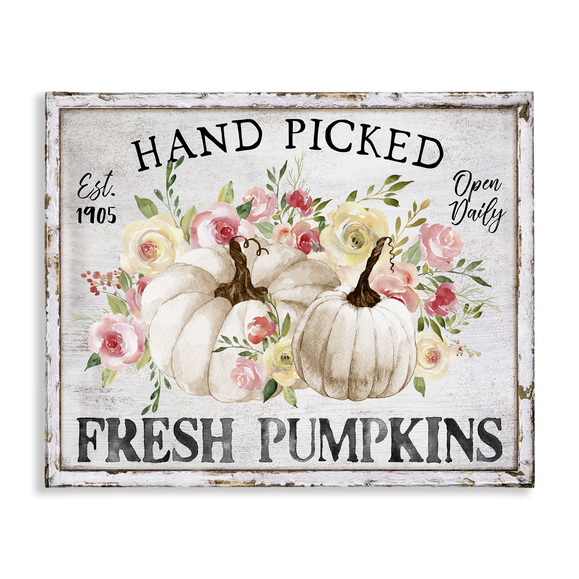 Stupell Industries Hand Picked Pumpkins Holiday Painting Gallery Wrapped Canvas Art Prints Wall Art, 48 x 36
