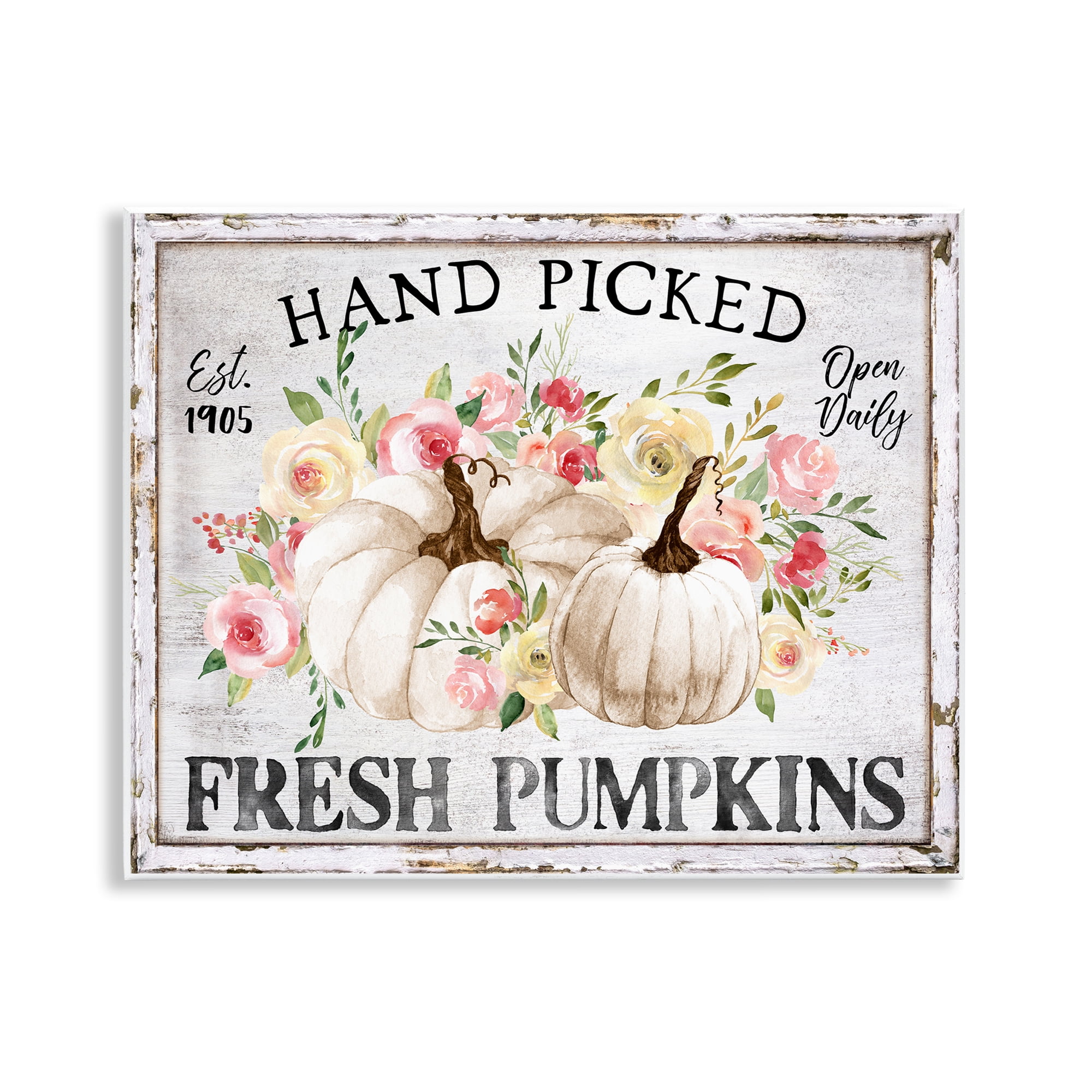Stupell Industries Hand Picked Pumpkins Holiday Painting Unframed Art Prints Wall Art, 14 x 11