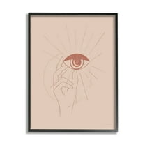 Stupell Industries Hand Reaching Eye Brown Solar Rays Symbol Framed Wall Art, 16 x 20, Design by Rachel Nieman
