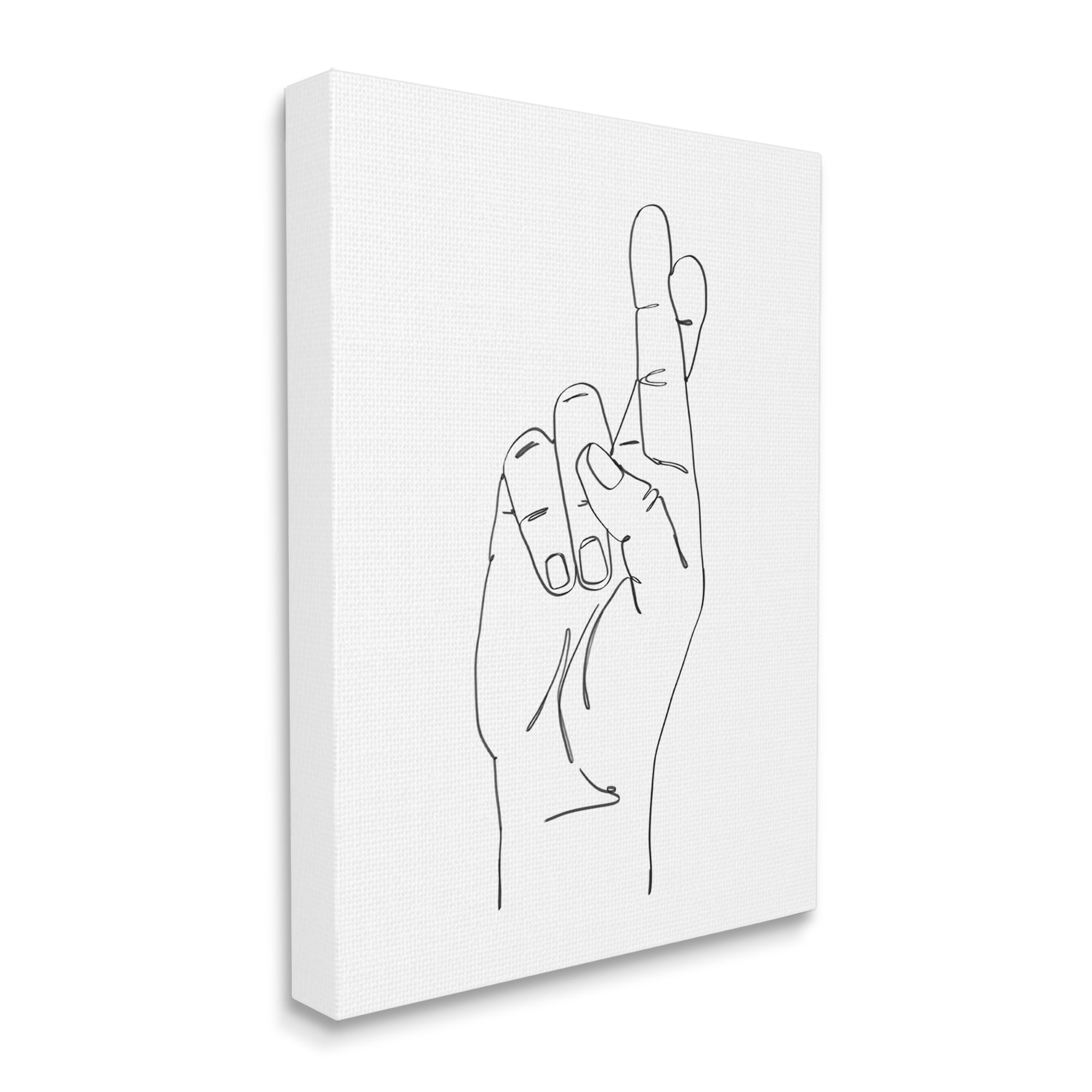 Stupell Industries Hand with Fingers Crossed Minimal Line Drawing, 30 x 40, Designed by Ziwei Li