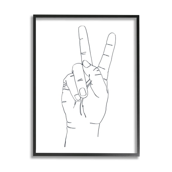 Stupell Industries Hand with Peace Sign Minimal Line Drawing, 11 x 14, Designed by Ziwei Li