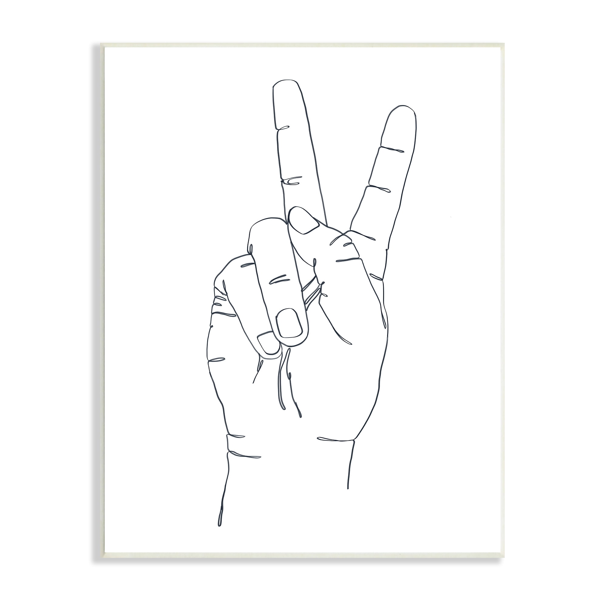 Stupell Industries Hand with Peace Sign Minimal Line Drawing, 13 x 19, Designed by Ziwei Li