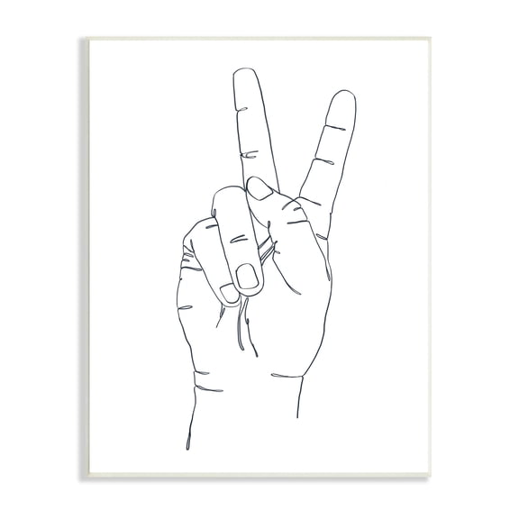Stupell Industries Hand with Peace Sign Minimal Line Drawing, 13 x 19, Designed by Ziwei Li