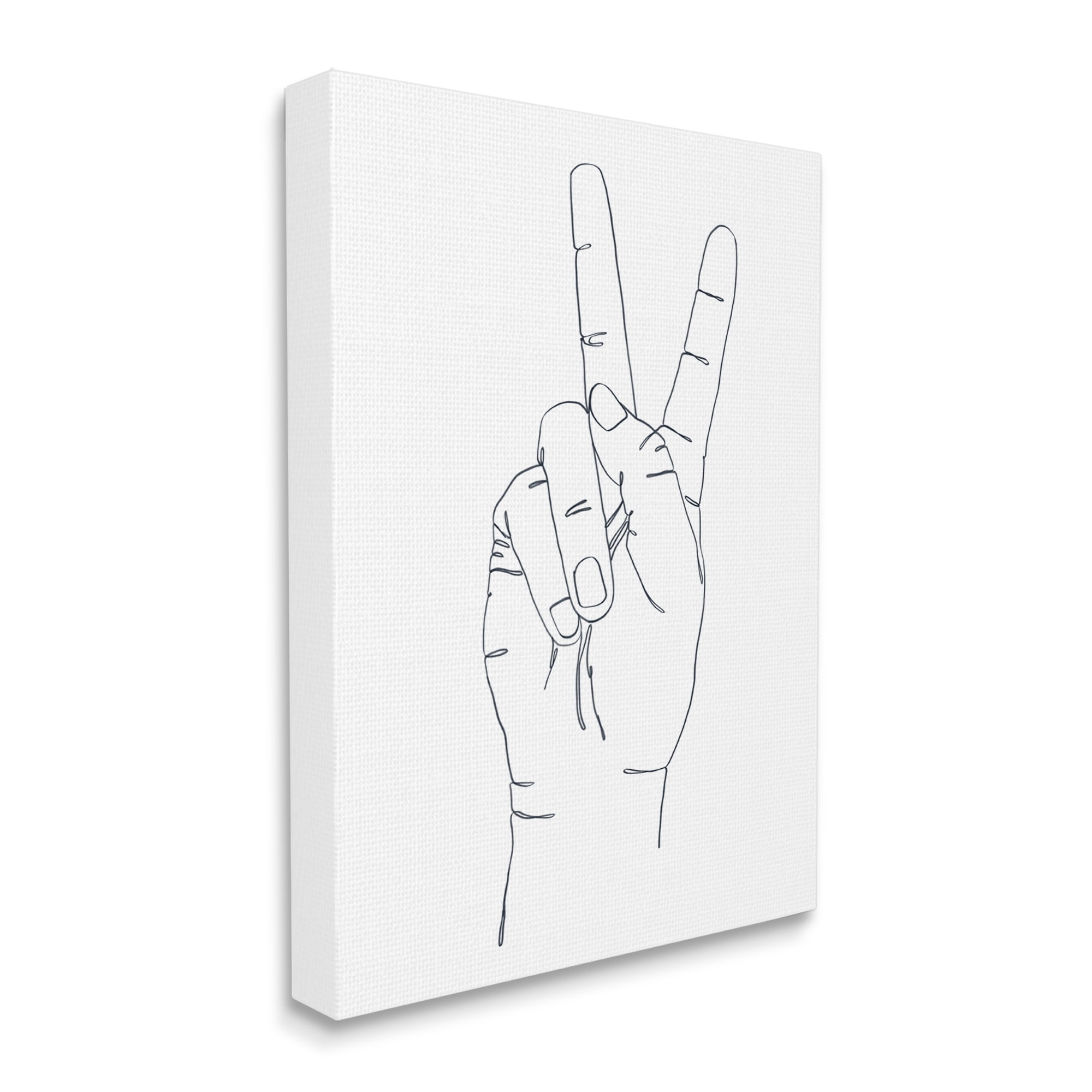 Stupell Industries Hand with Peace Sign Minimal Line Drawing, 16 x 20, Designed by Ziwei Li