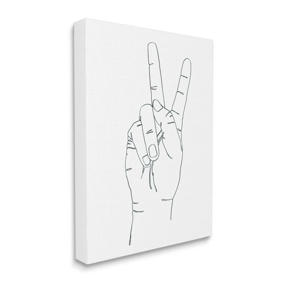 Stupell Industries Hand with Peace Sign Minimal Line Drawing, 16 x 20, Designed by Ziwei Li