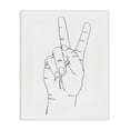 thumbnail image 1 of Stupell Industries Mid-Century Hand with Peace Sign Minimal Line Drawing Canvas Art, 16 x 20, by Ziwei Li, 1 of 7