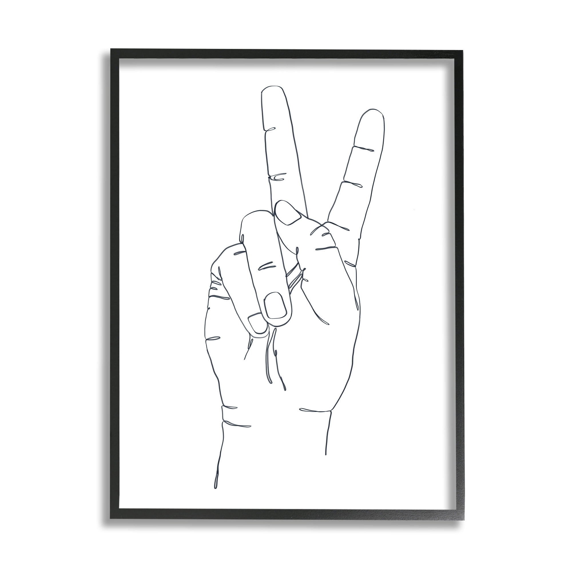 Stupell Industries Hand with Peace Sign Minimal Line Drawing, 24 x 30, Designed by Ziwei Li