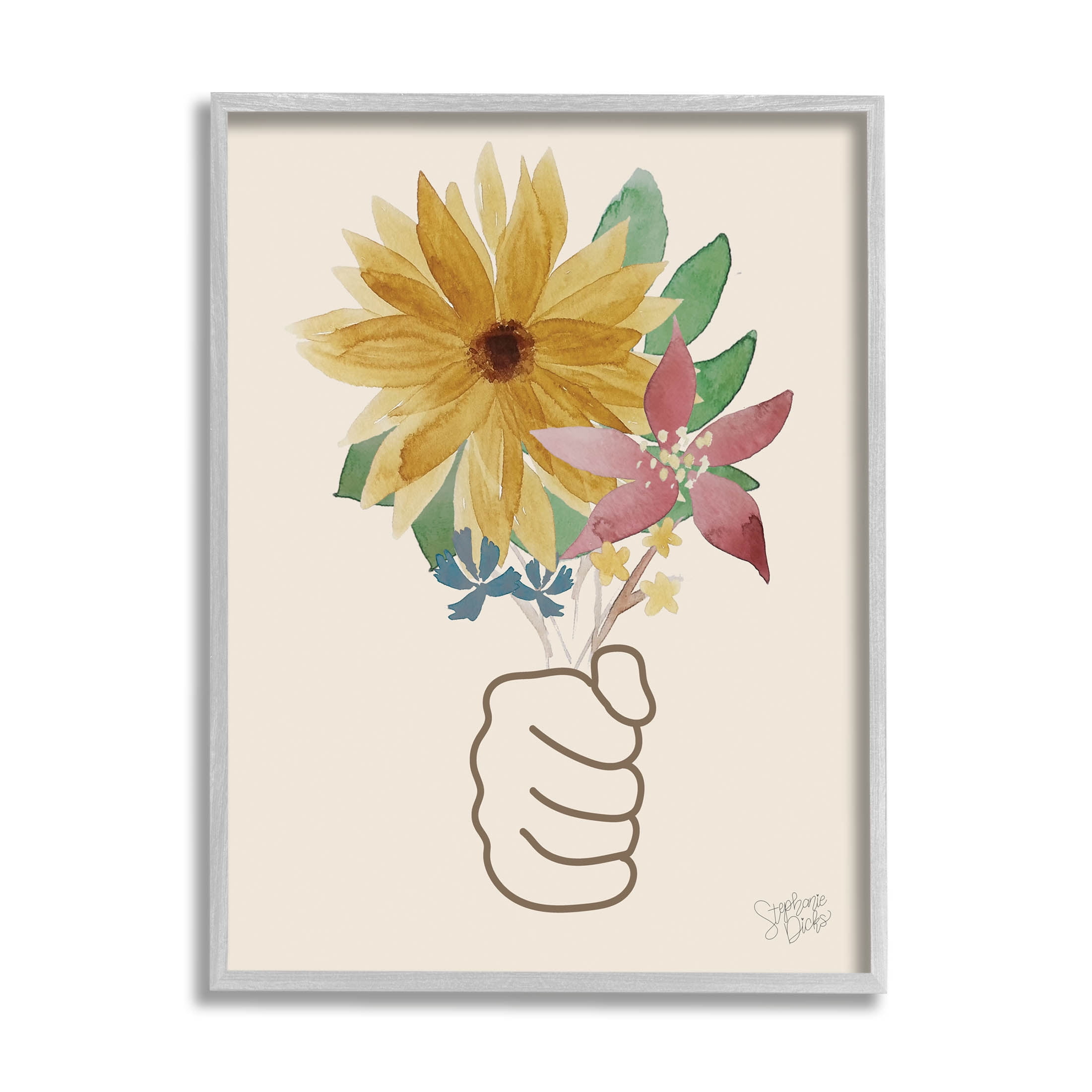 Stupell Industries Handful Flower Blossoms Graphic Art Gray Framed Art Print Wall Art, Design by Stephanie Dicks