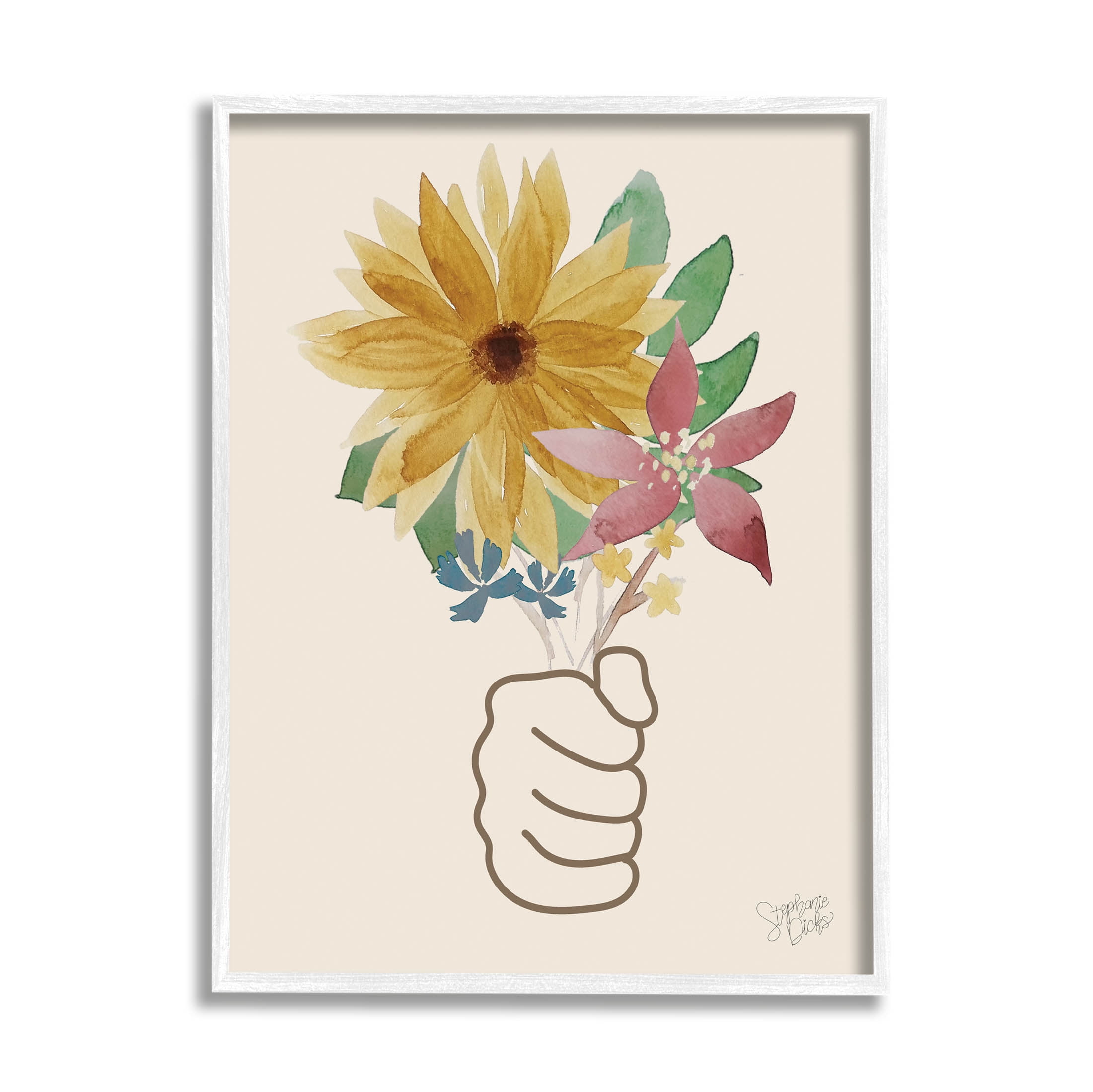 Stupell Industries Handful Flower Blossoms Graphic Art White Framed Art Print Wall Art, Design by Stephanie Dicks