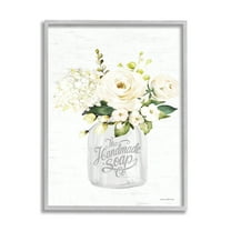 Stupell Industries Handmade Soap Co. Farmhouse White Florals Country Bouquet, 16 x 20, Design by Lettered and Lined