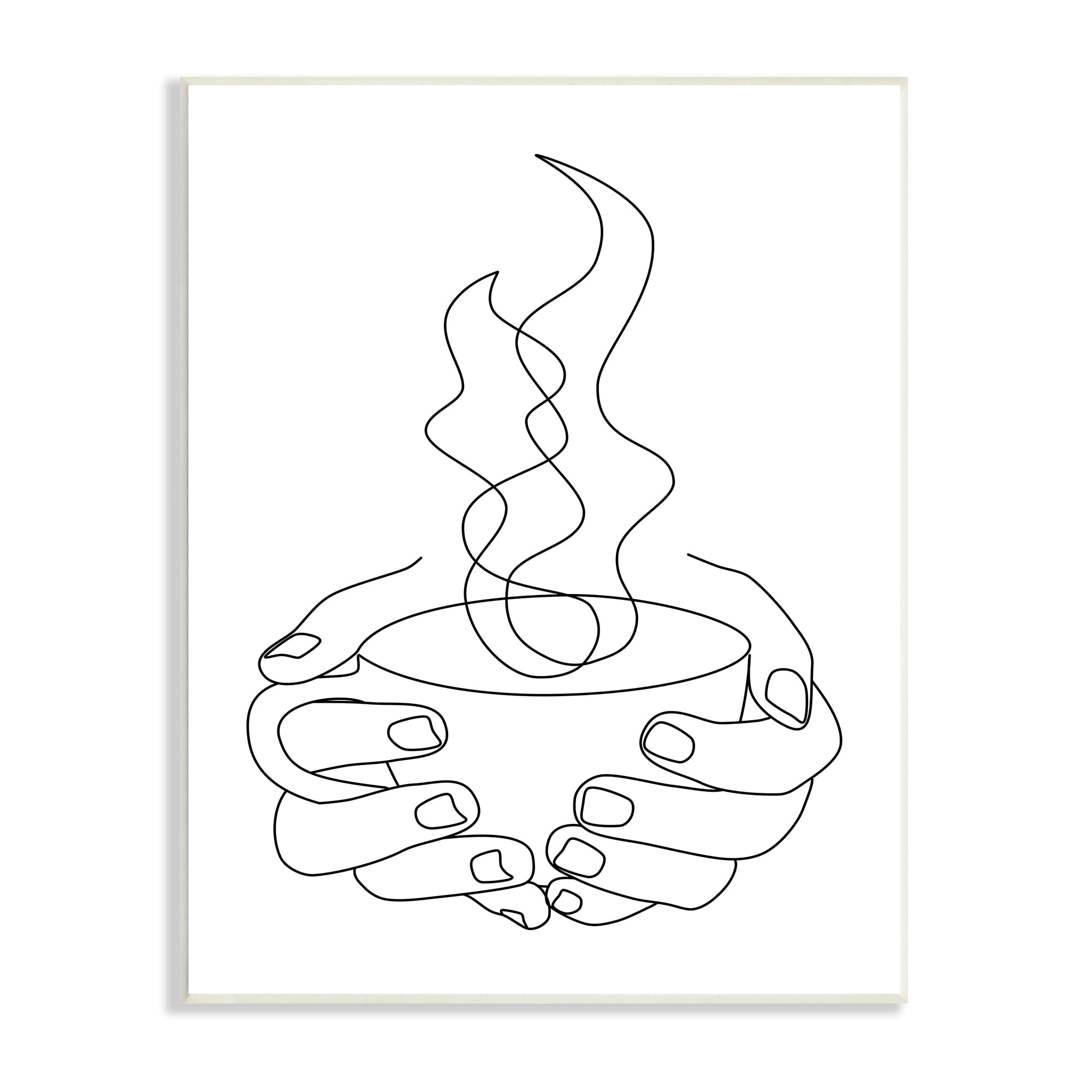 Stupell Industries Hands Grasping Hot Coffee Cup Minimal Line Drawing, 13 x 19, Designed by JJ Design House LLC