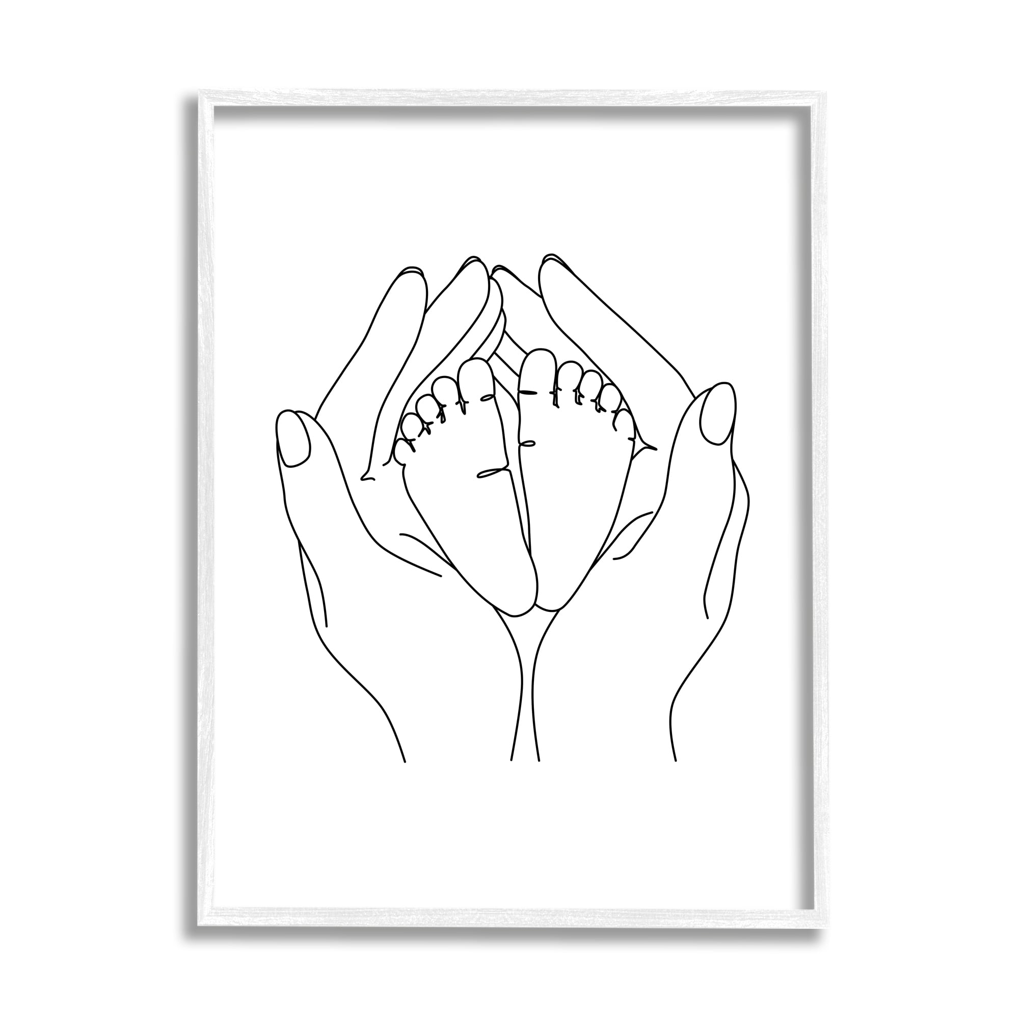 Stupell Industries Hands Holding Baby Feet Minimal Line Drawing, 24 x 30, Designed by JJ Design House LLC