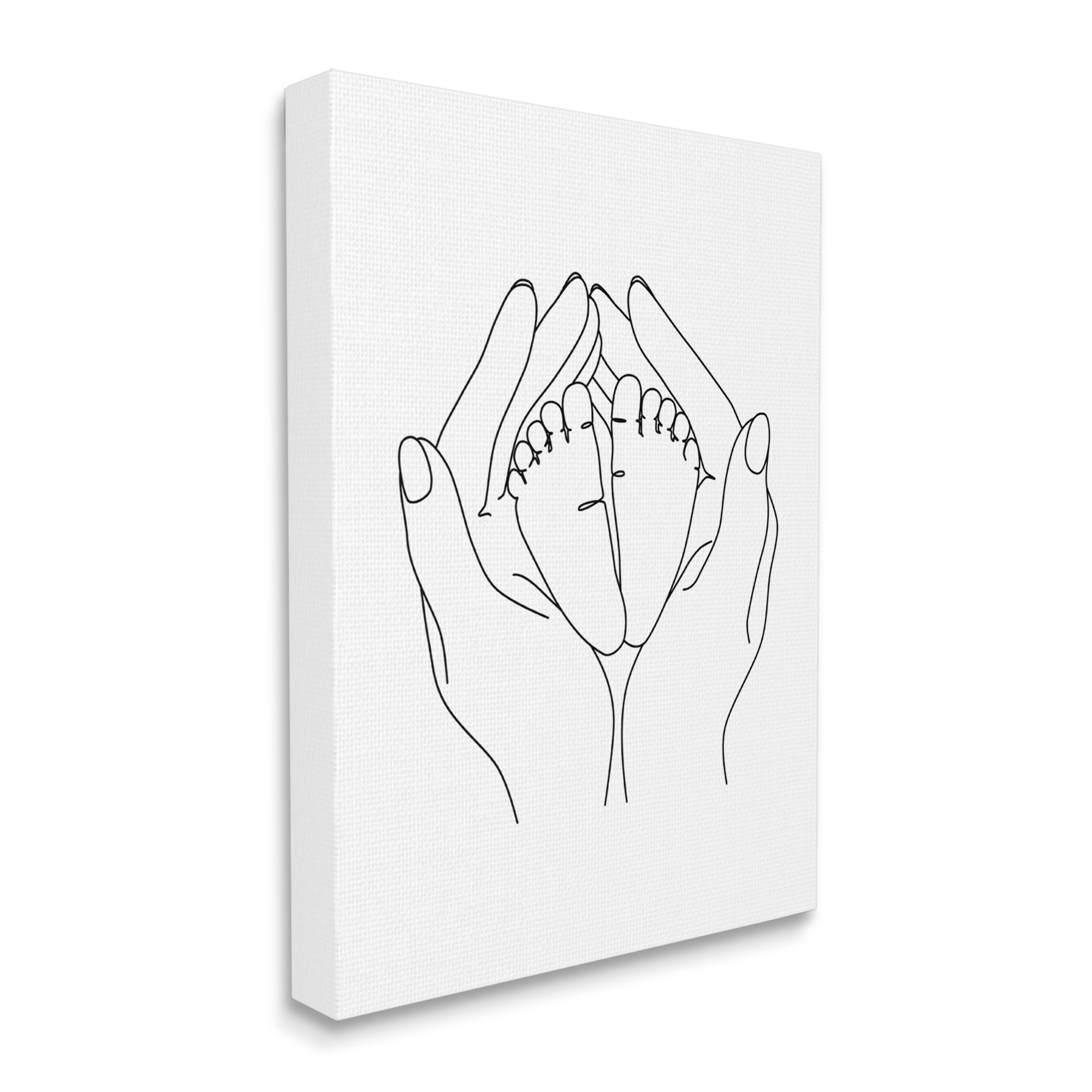 Stupell Industries Hands Holding Baby Feet Minimal Line Drawing, 30 x 40, Designed by JJ Design House LLC