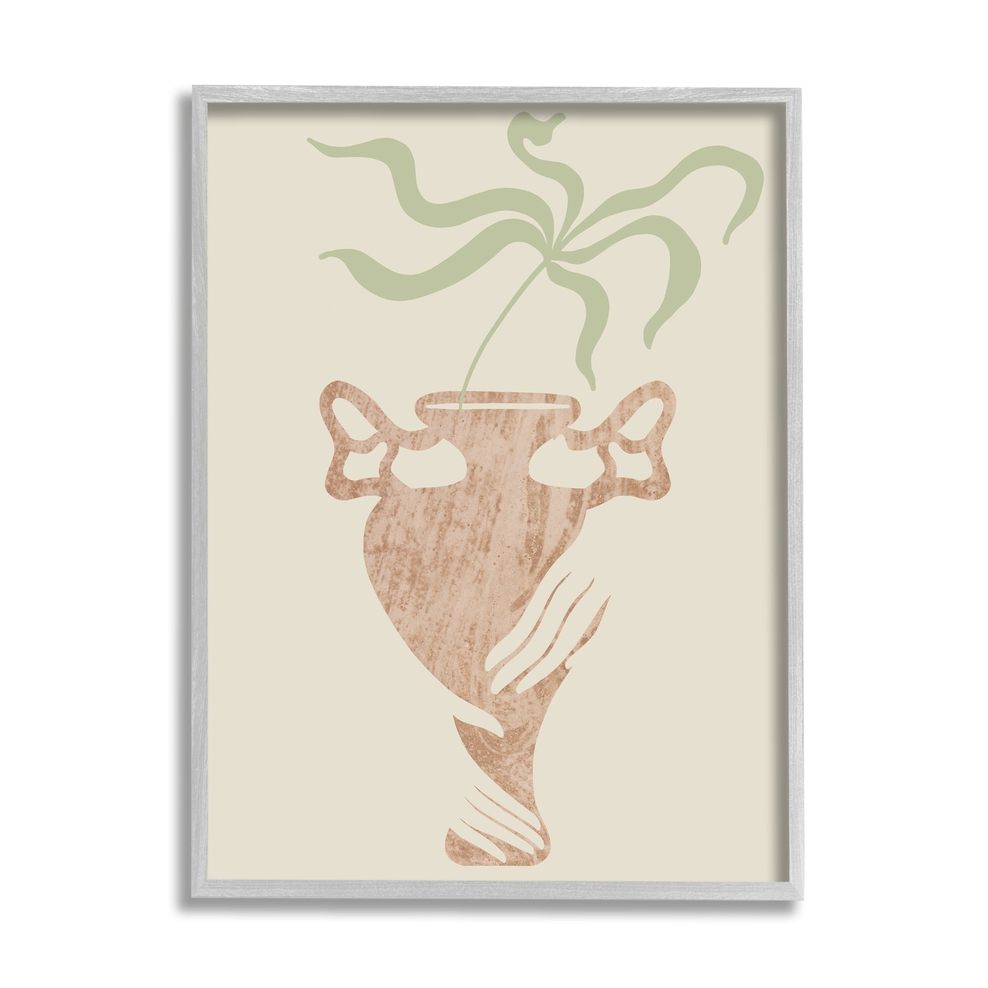 Stupell Industries Hands Holding Brown Vase Botanical Plants Design Framed Wall Art, 11 x 14, Design by Lil' Rue