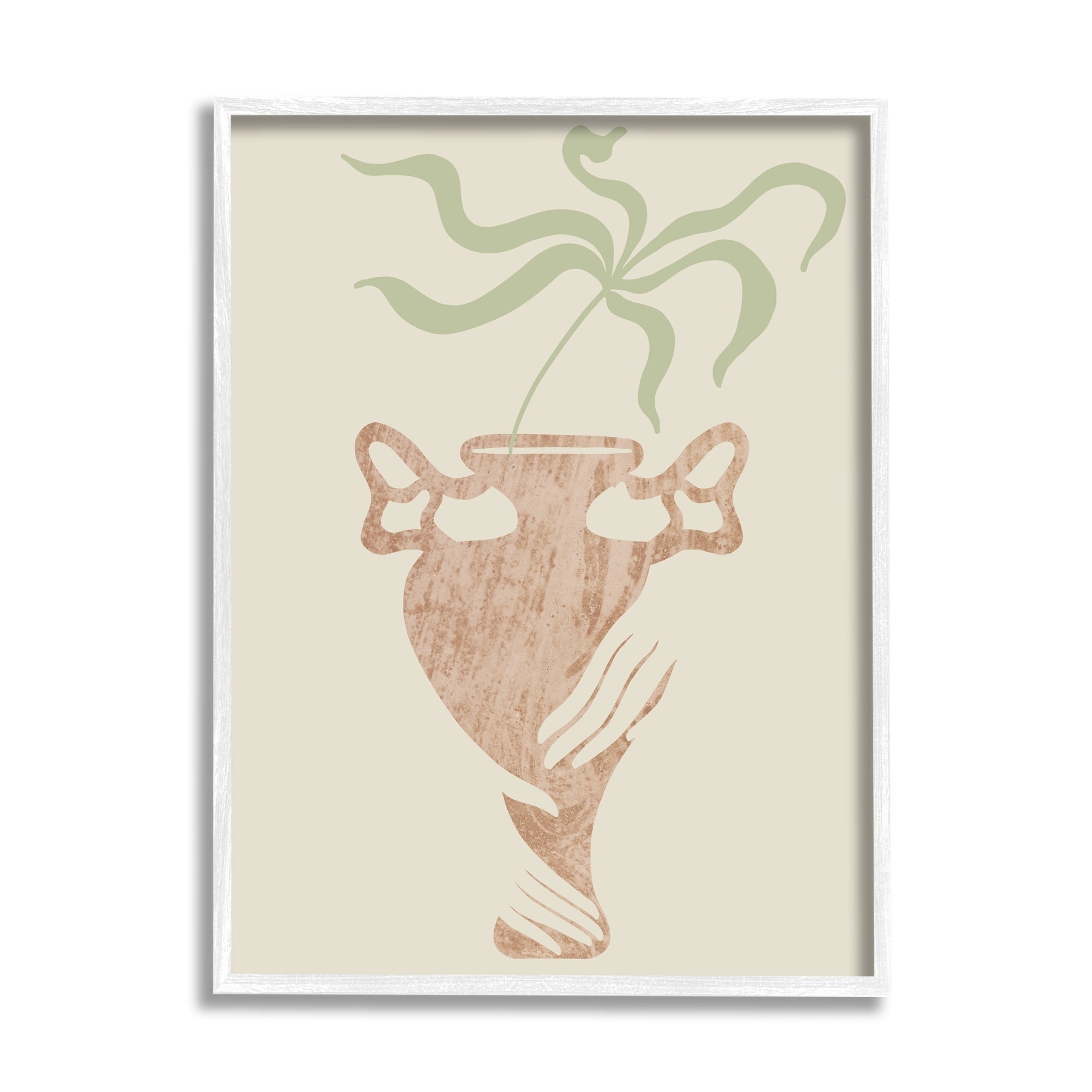 Stupell Industries Hands Holding Brown Vase Botanical Plants Design Framed Wall Art, 16 x 20, Design by Lil' Rue