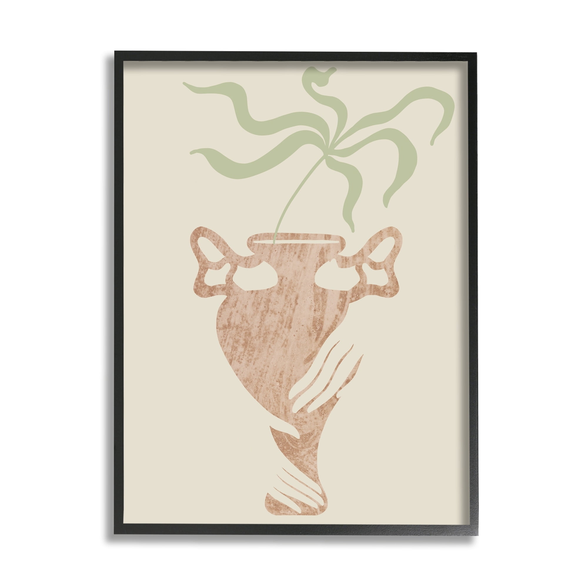 Stupell Industries Hands Holding Brown Vase Botanical Plants Design Framed Wall Art, 16 x 20, Design by Lil' Rue