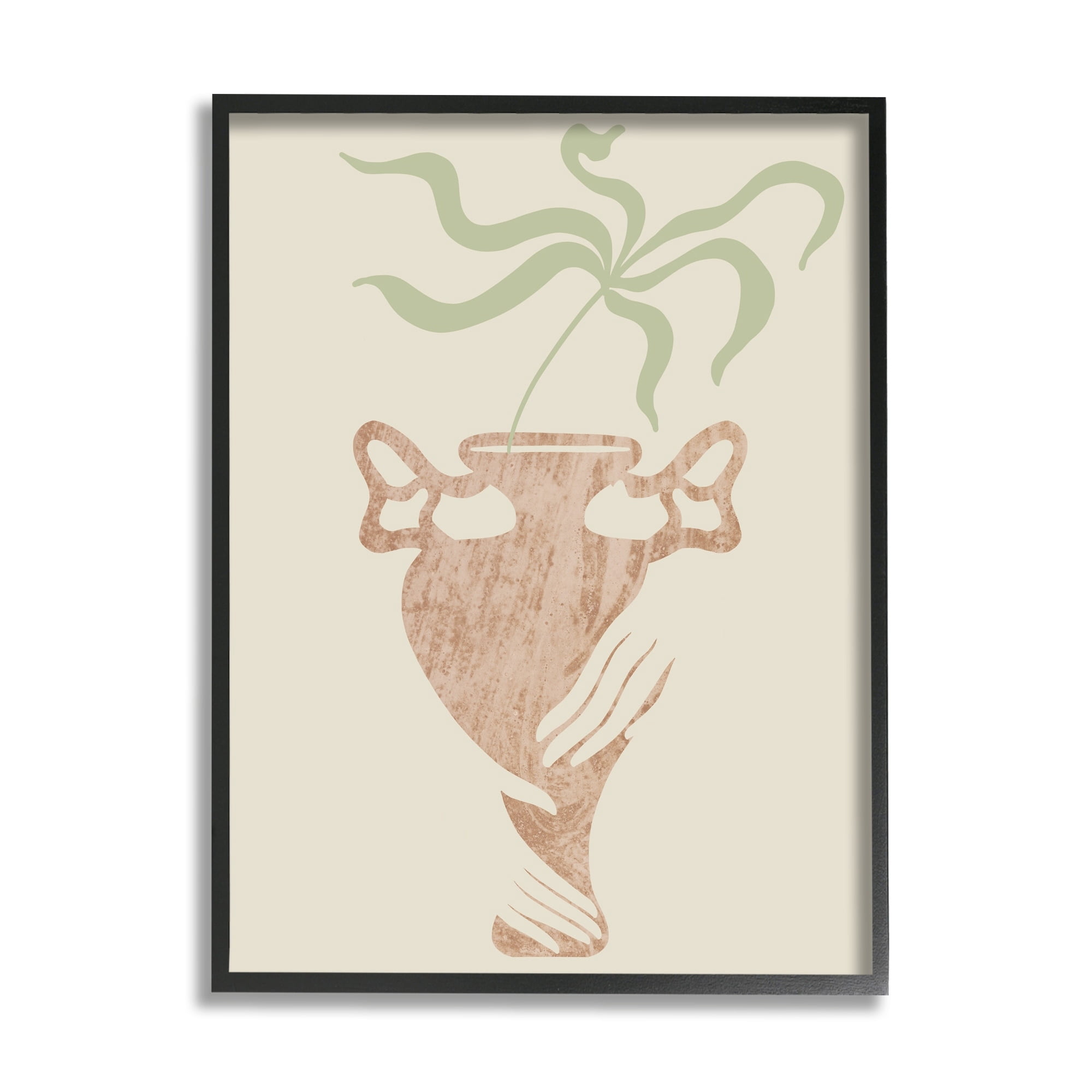 Stupell Industries Hands Holding Brown Vase Botanical Plants Design Framed Wall Art, 24 x 30, Design by Lil' Rue