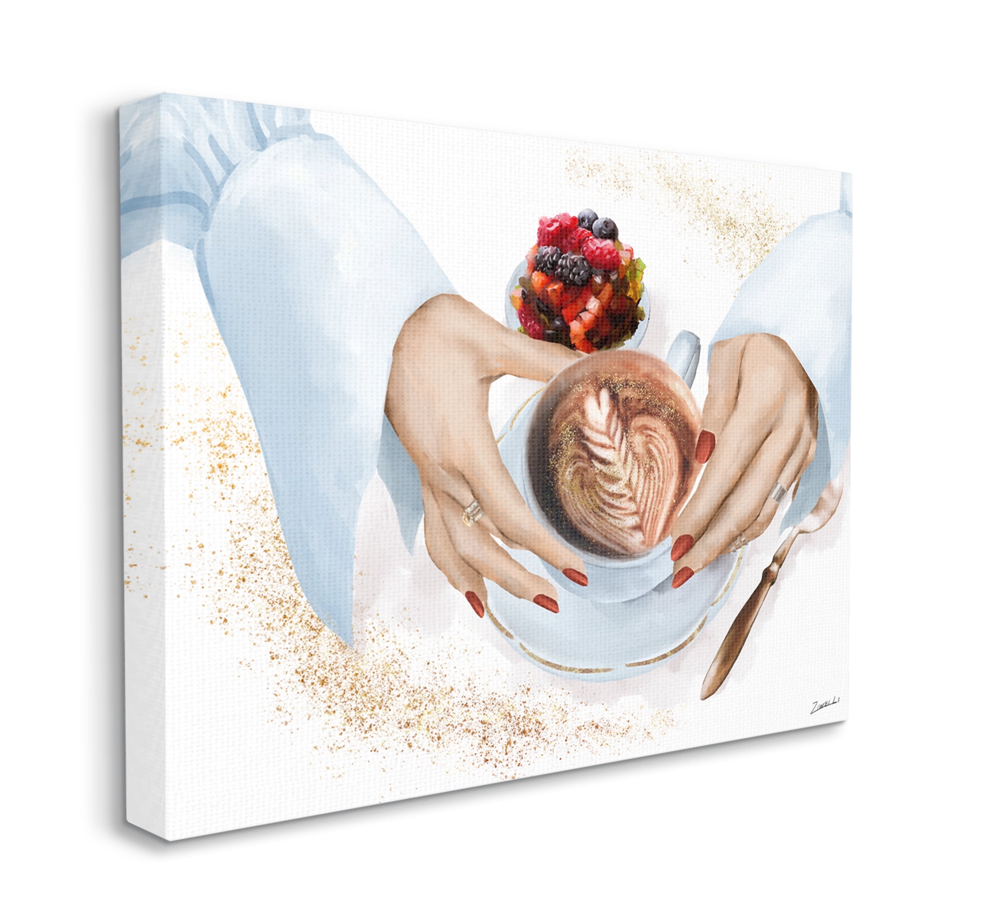 Stupell Industries Hands Holding Cappuccino Glam Fashion Detail Canvas Wall Art, 16 x 20, Design by Ziwei Li