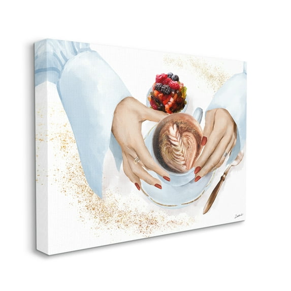 Stupell Industries Hands Holding Cappuccino Glam Fashion Detail Canvas Wall Art, 24 x 30, Design by Ziwei Li