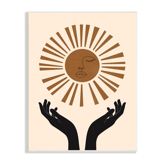 Stupell Industries Hands Holding Desert Sun with Face Linework, 10 x 15, Designed by JJ Design House LLC