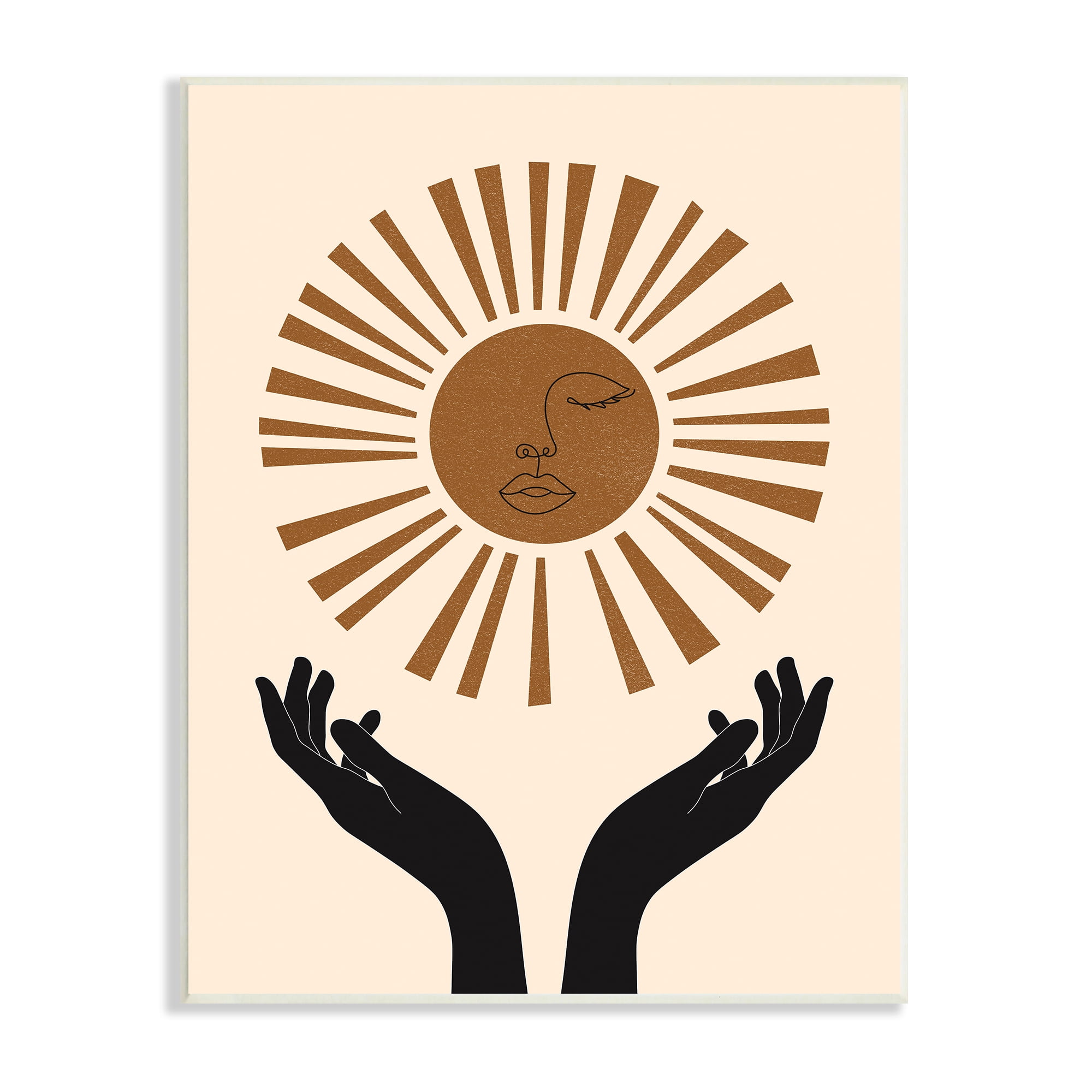 Stupell Industries Hands Holding Desert Sun with Face Linework, 13 x 19, Designed by JJ Design House LLC