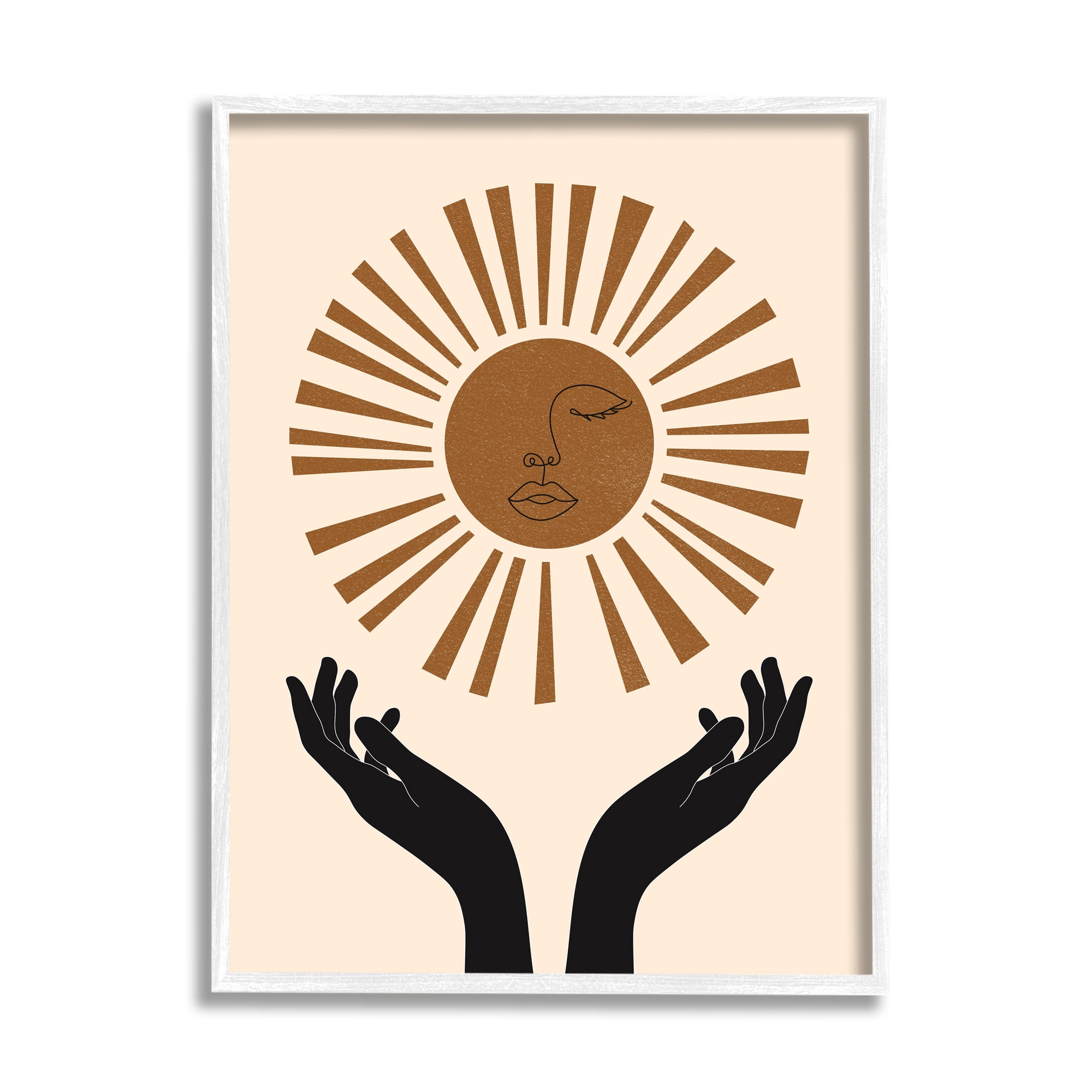 Stupell Industries Hands Holding Desert Sun with Face Linework, 16 x 20, Designed by JJ Design House LLC