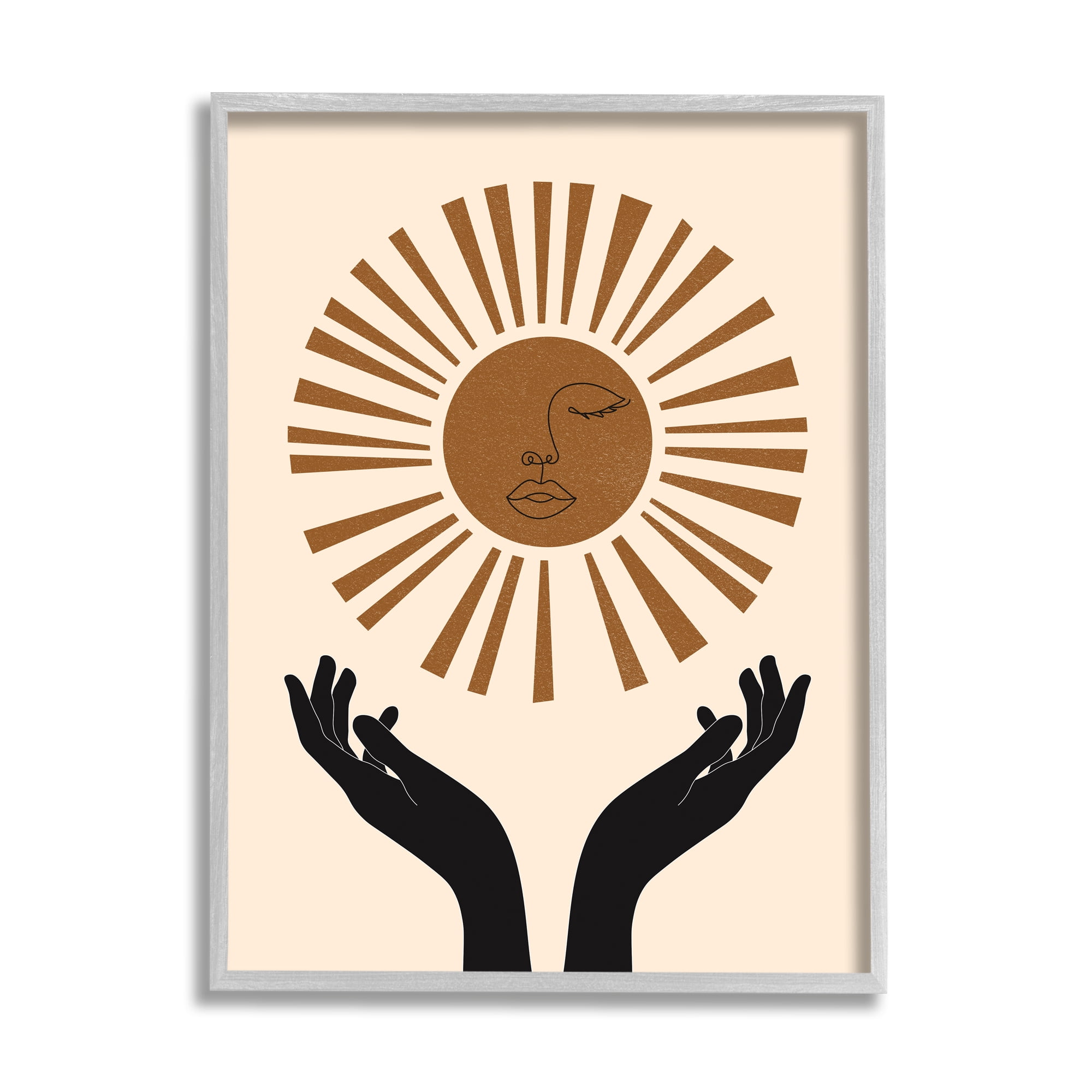 Stupell Industries Hands Holding Desert Sun with Face Linework, 16 x 20, Designed by JJ Design House LLC