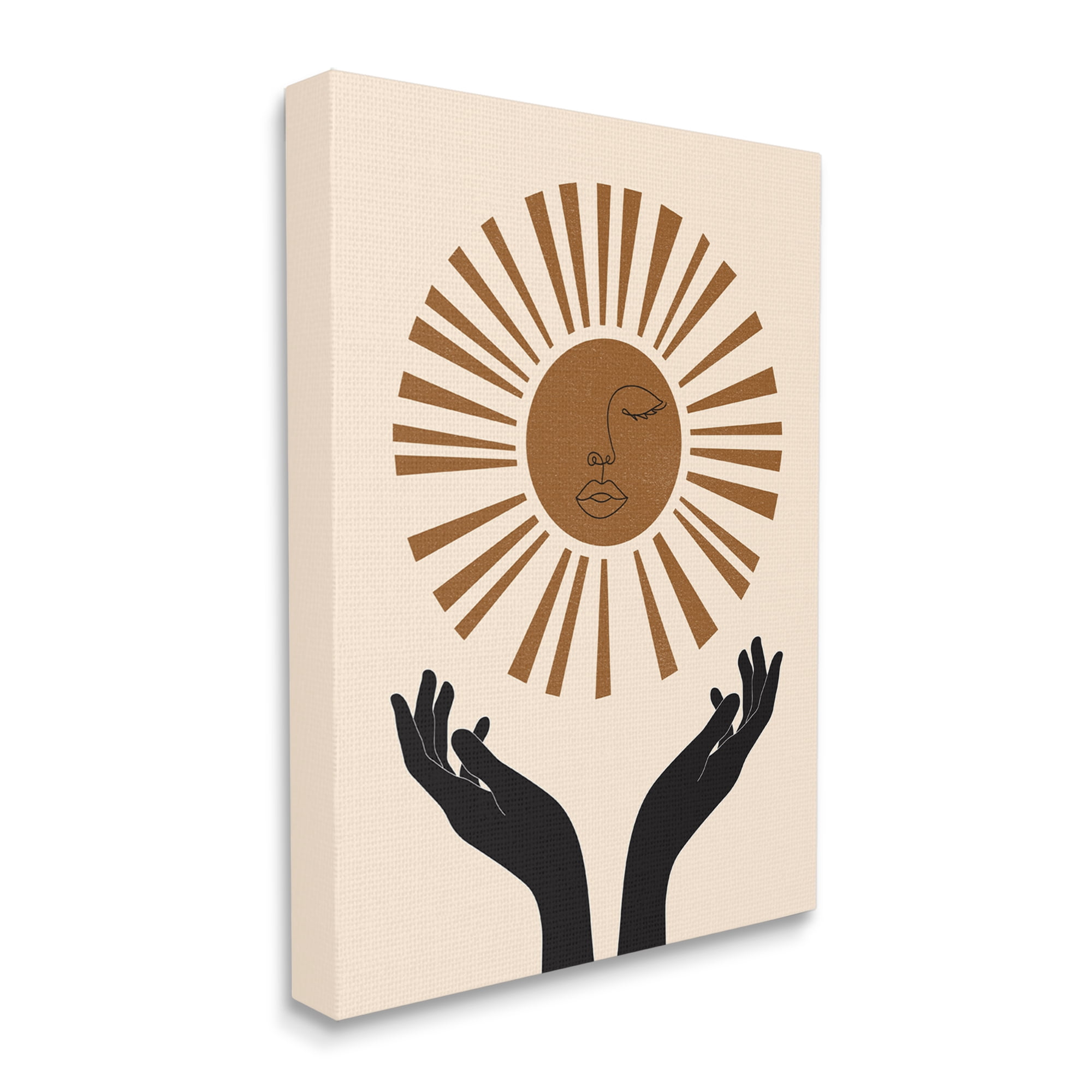 Stupell Industries Hands Holding Desert Sun with Face Linework, 36 x 48, Designed by JJ Design House LLC