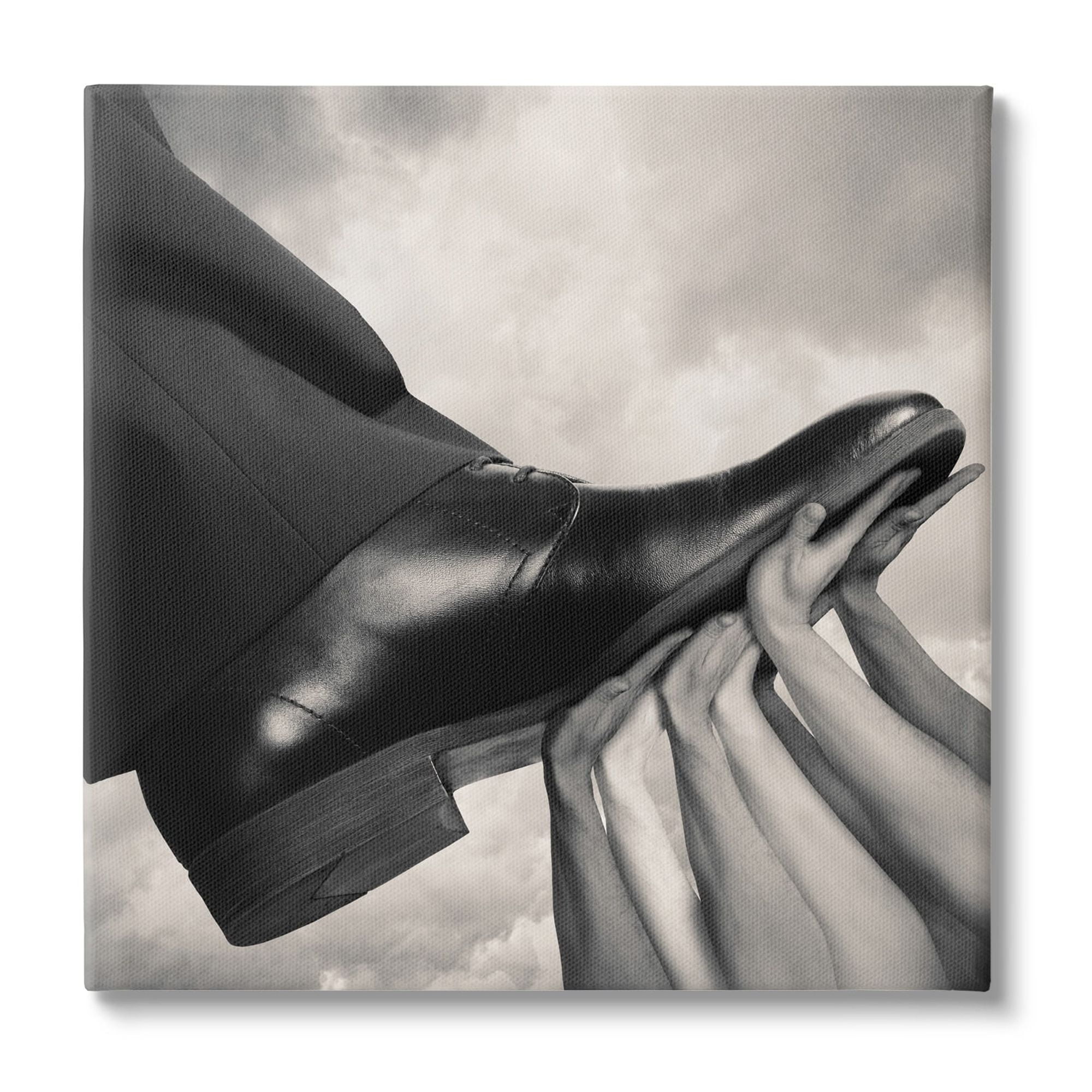 Stupell Industries Hands Holding Dress Shoe Monochrome Photography Clouds Canvas Wall Art, 24 x 24, Design by Tommy Ingberg