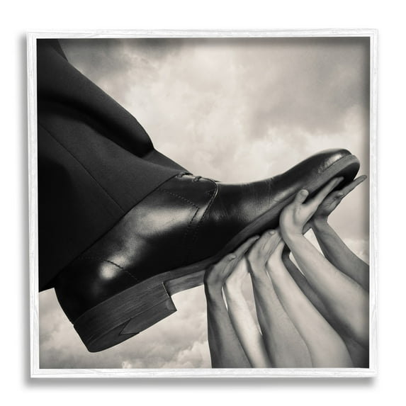 Stupell Industries Hands Holding Dress Shoe Monochrome Photography Clouds Framed Wall Art, 24 x 24, Design by Tommy Ingberg