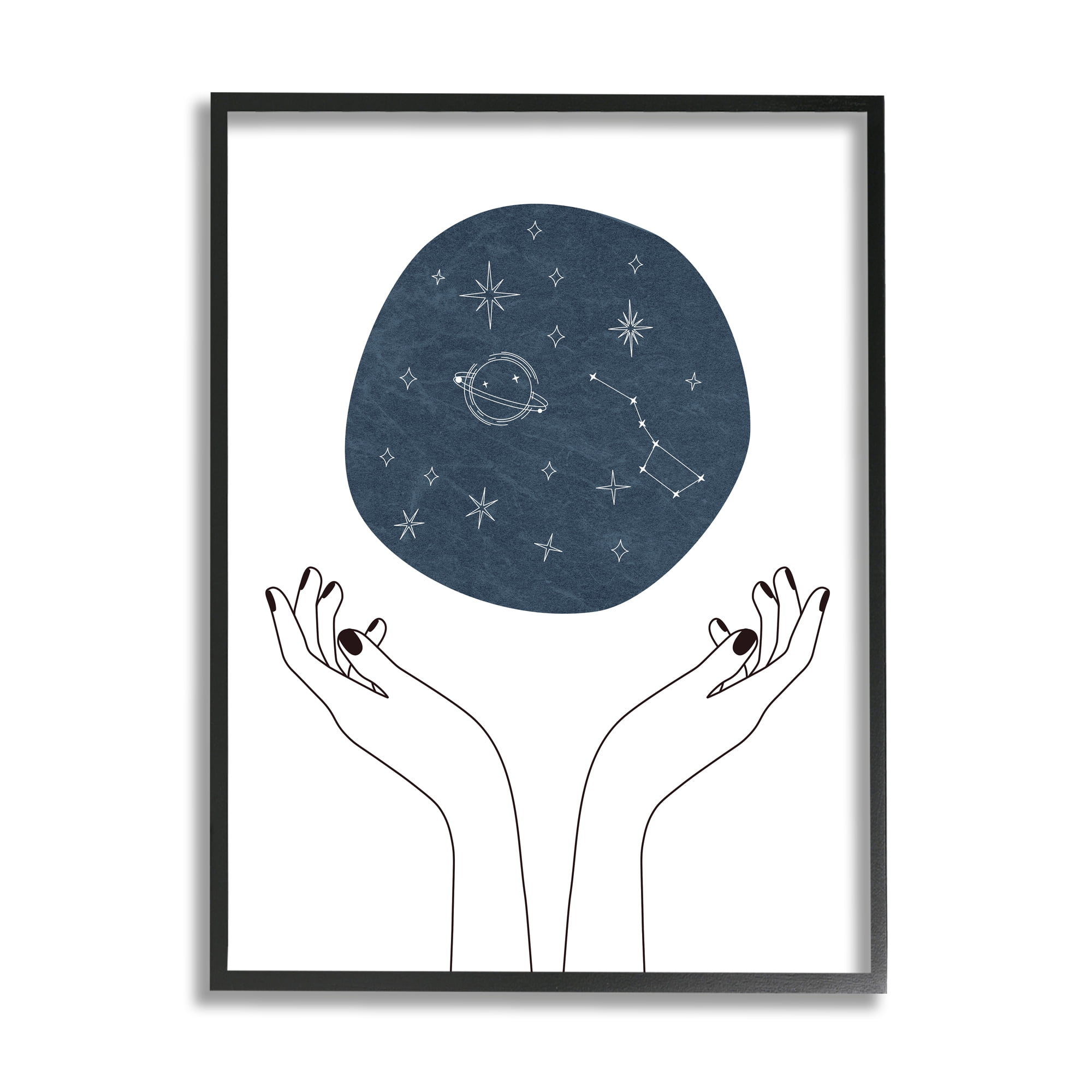 Stupell Industries Hands Holding Galaxy Constellations Minimal Blue, 11 x 14, Designed by JJ Design House LLC