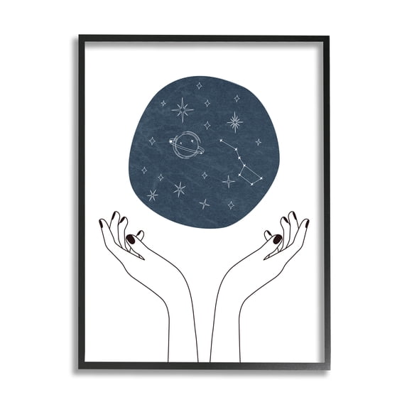 Stupell Industries Hands Holding Galaxy Constellations Minimal Blue, 11 x 14, Designed by JJ Design House LLC