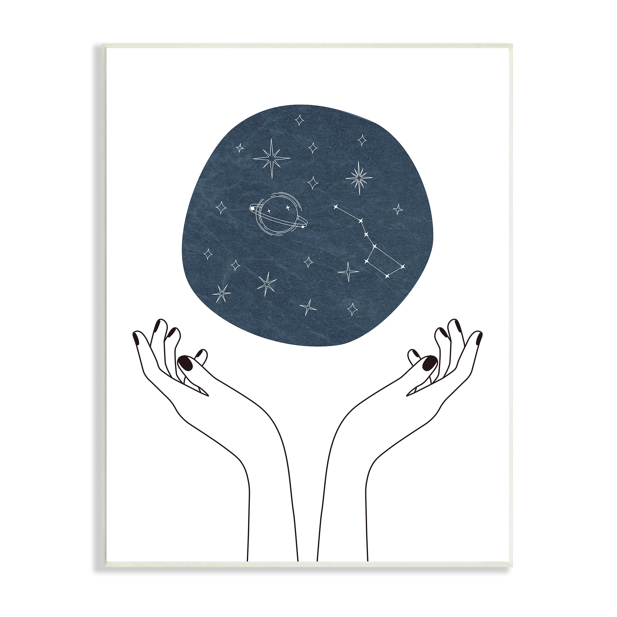 Stupell Industries Hands Holding Galaxy Constellations Minimal Blue, 13 x 19, Designed by JJ Design House LLC