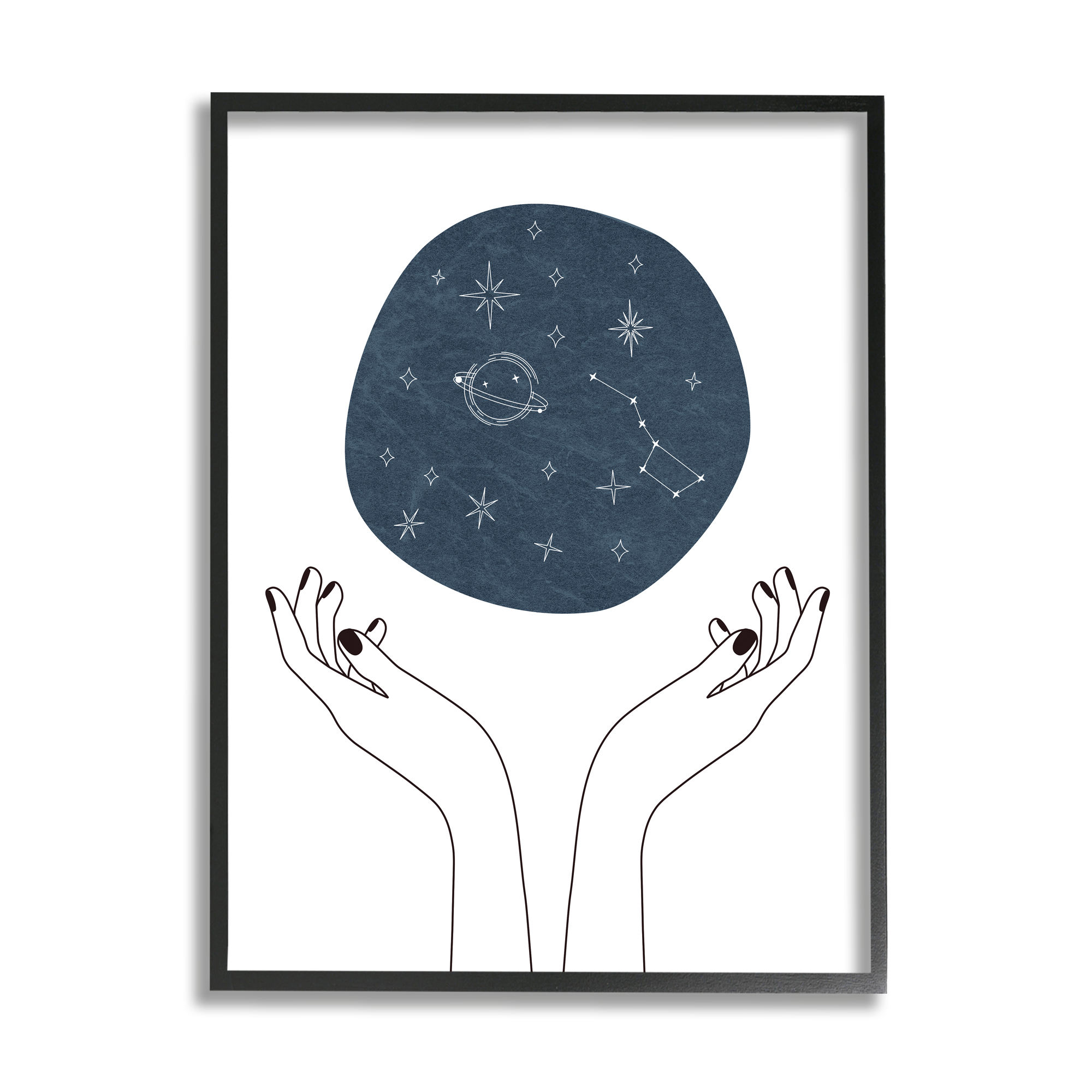 Stupell Industries Hands Holding Galaxy Constellations Minimal Blue, 16 x 20, Designed by JJ Design House LLC