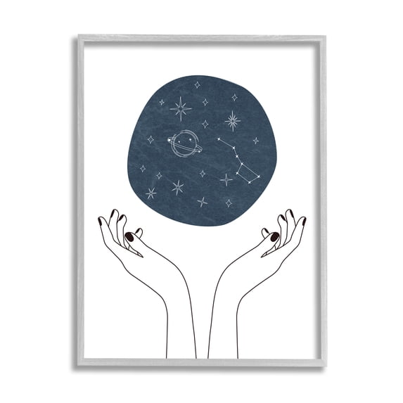Stupell Industries Hands Holding Galaxy Constellations Minimal Blue, 24 x 30, Designed by JJ Design House LLC