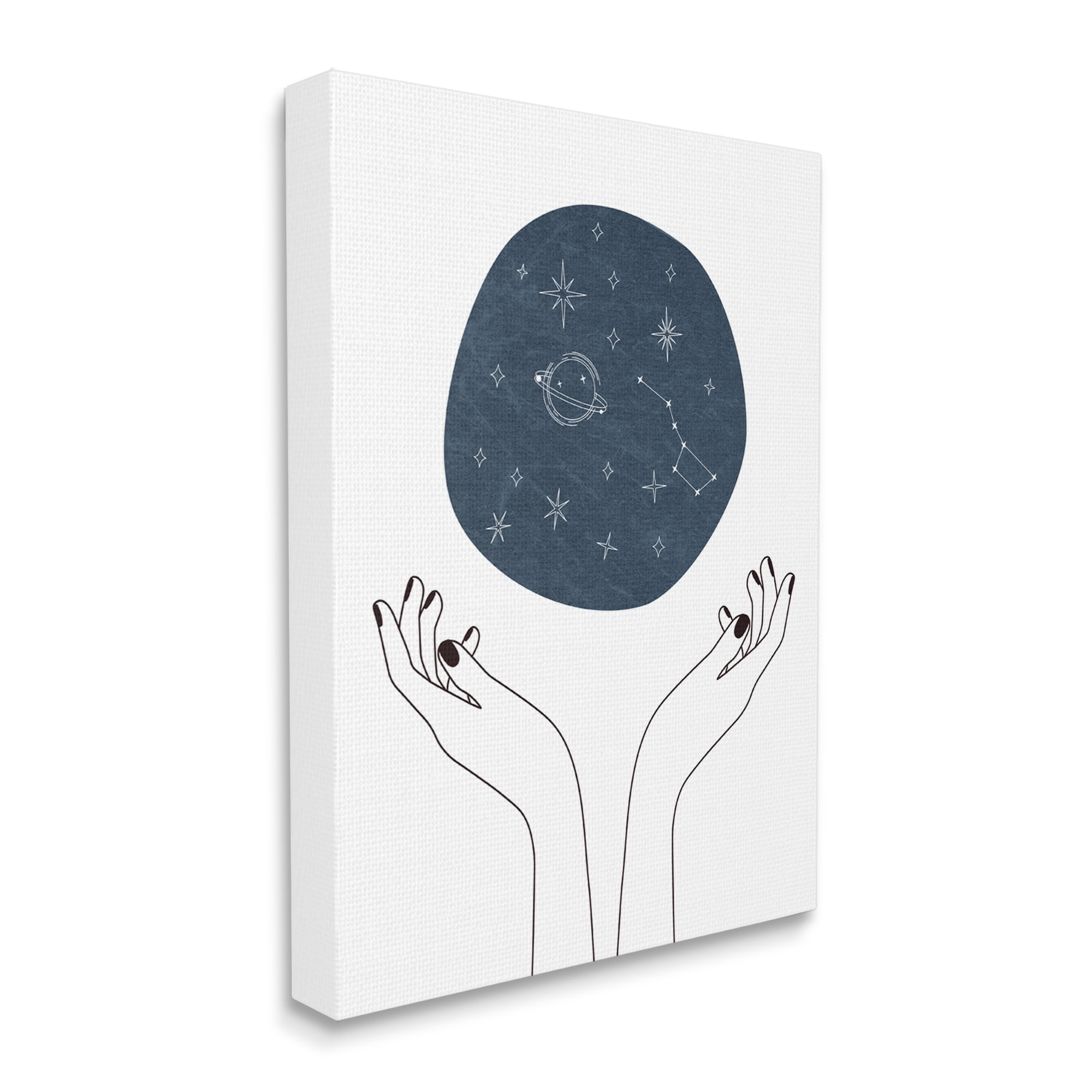 Stupell Industries Hands Holding Galaxy Constellations Minimal Blue, 36 x 48, Designed by JJ Design House LLC