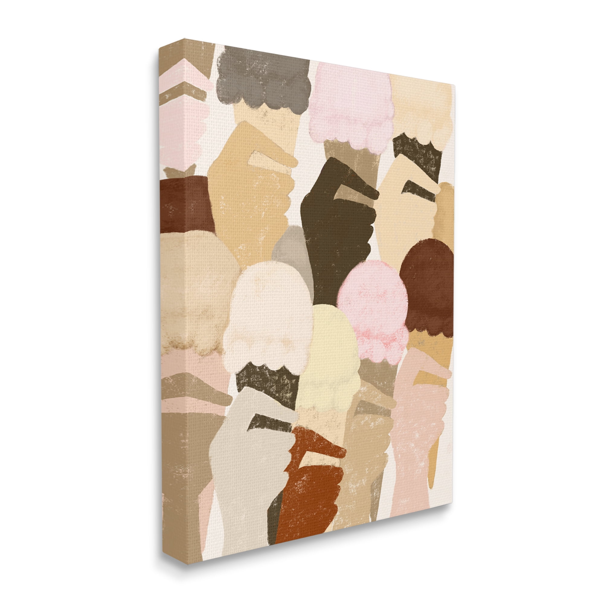 Stupell Industries Hands Holding Ice Cream Pattern Neutral Colors Food & Beverage Painting Gallery Wrapped Canvas Art Print Wall Art, 16 x 20