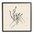 thumbnail image 1 of Stupell Industries Hands Holding Lavender Sprigs Botanical Line Doodle Graphic Art Black Framed Art Print Wall Art, Design by JJ Design House LLC, 1 of 5