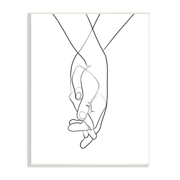 Stupell Industries Hands Intertwined Romantic Gesture Minimal Linework, 10 x 15, Designed by Ros Ruseva
