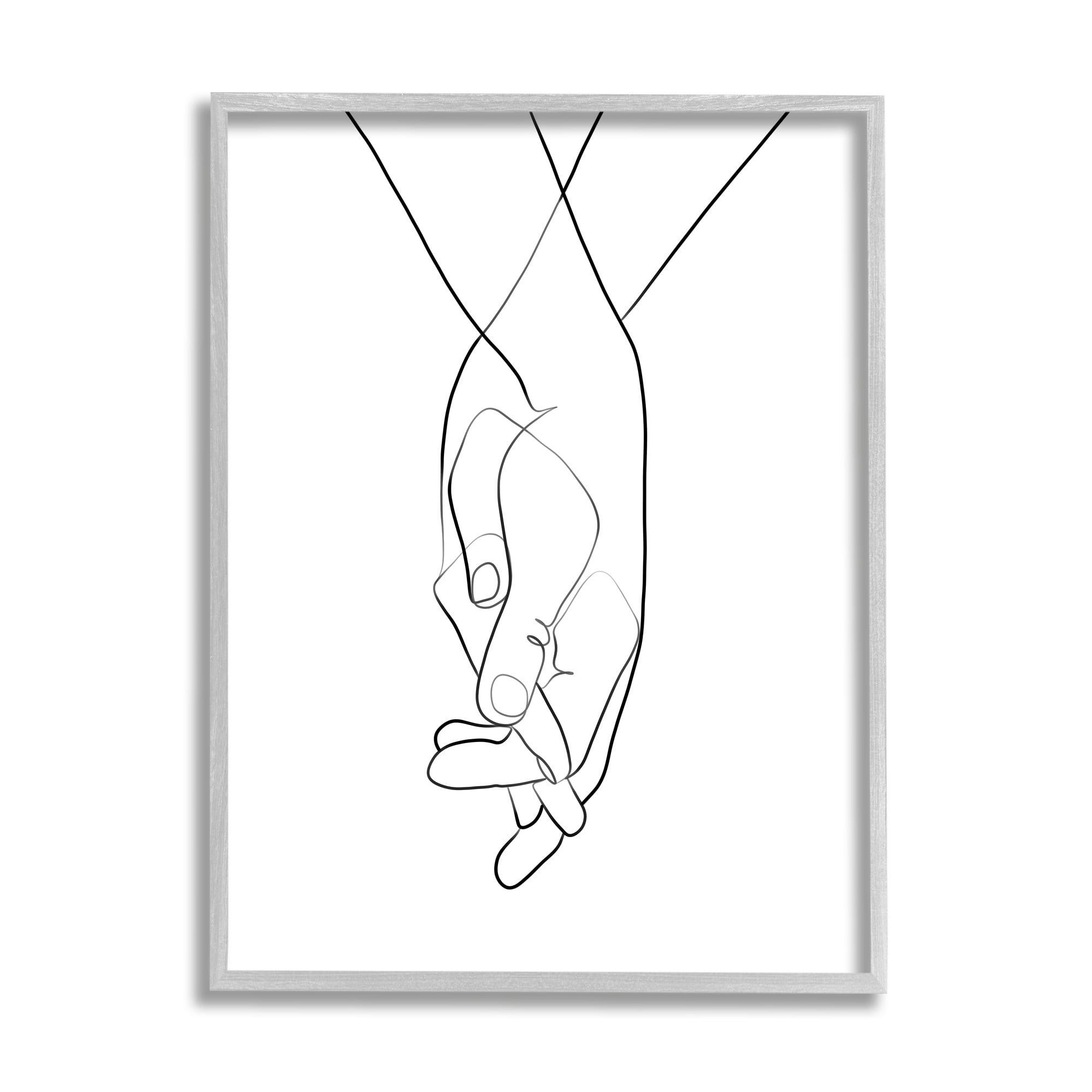 Stupell Industries Hands Intertwined Romantic Gesture Minimal Linework, 11 x 14, Designed by Ros Ruseva