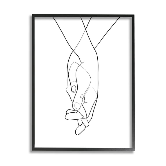 Stupell Industries Hands Intertwined Romantic Gesture Minimal Linework, 24 x 30, Designed by Ros Ruseva