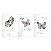 Stupell Industries Hands with Butterflies Animals & Insects Painting Unframed Art Print Wall Art, 10 x 15, Set of 3