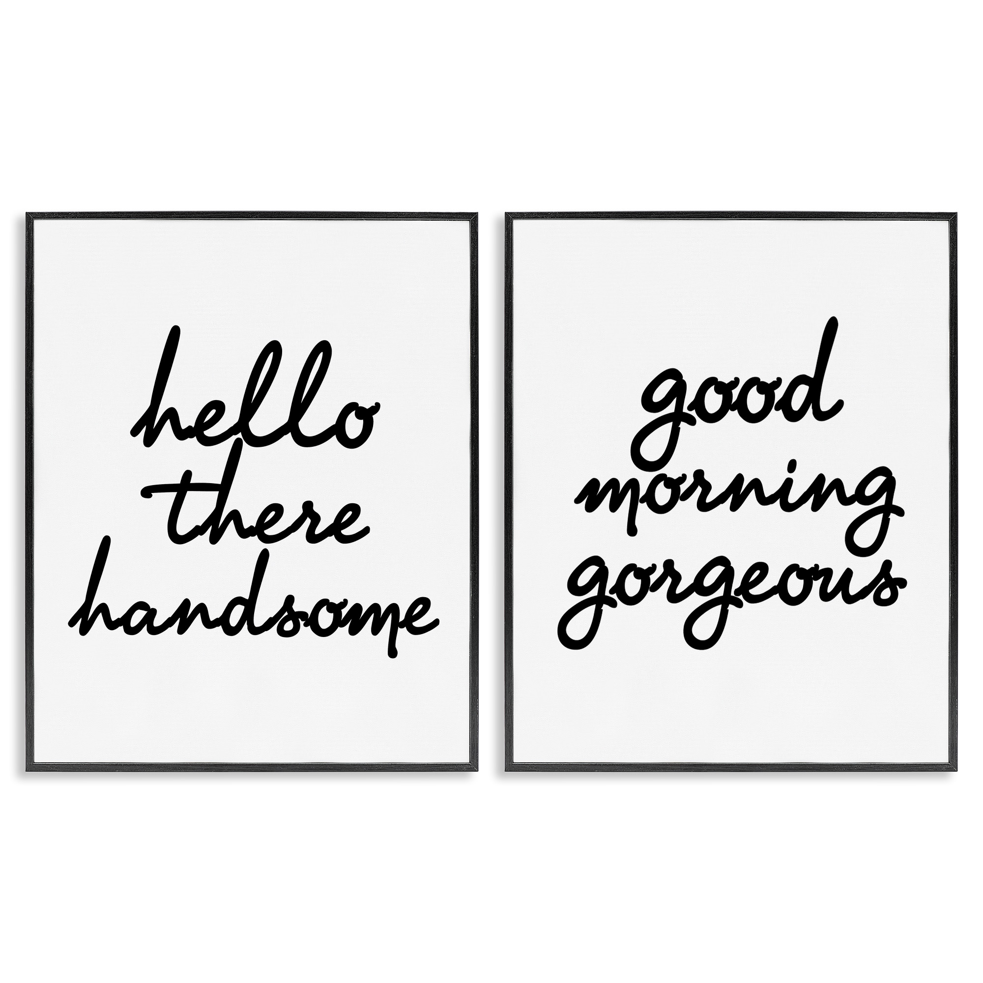 Stupell Industries Handsome & Gorgeous Greetings Inspirational Painting Black Framed Art Print Wall Art, 24 x 30, Set of 2