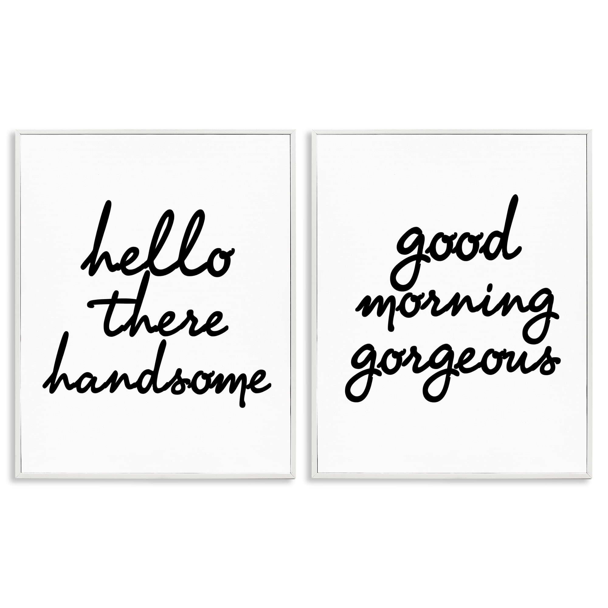 Stupell Industries Handsome & Gorgeous Greetings Inspirational Painting White Framed Art Print Wall Art, 16 x 20, Set of 2