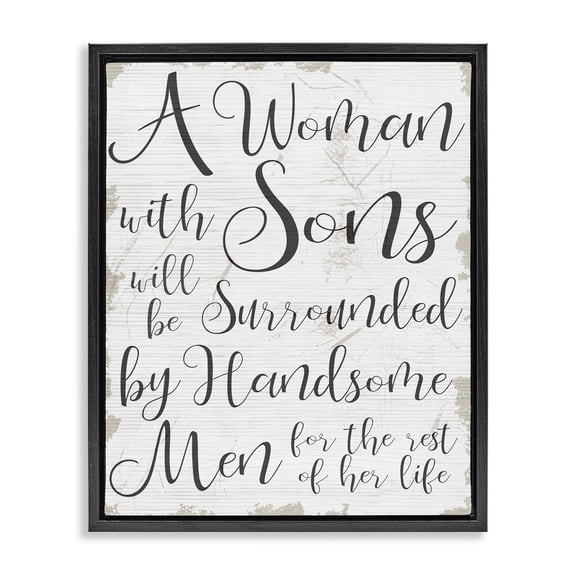 Stupell Industries Handsome Sons Family Parenting Inspirational Painting Black Floater Framed Canvas Art Print Wall Art, 25 x 31