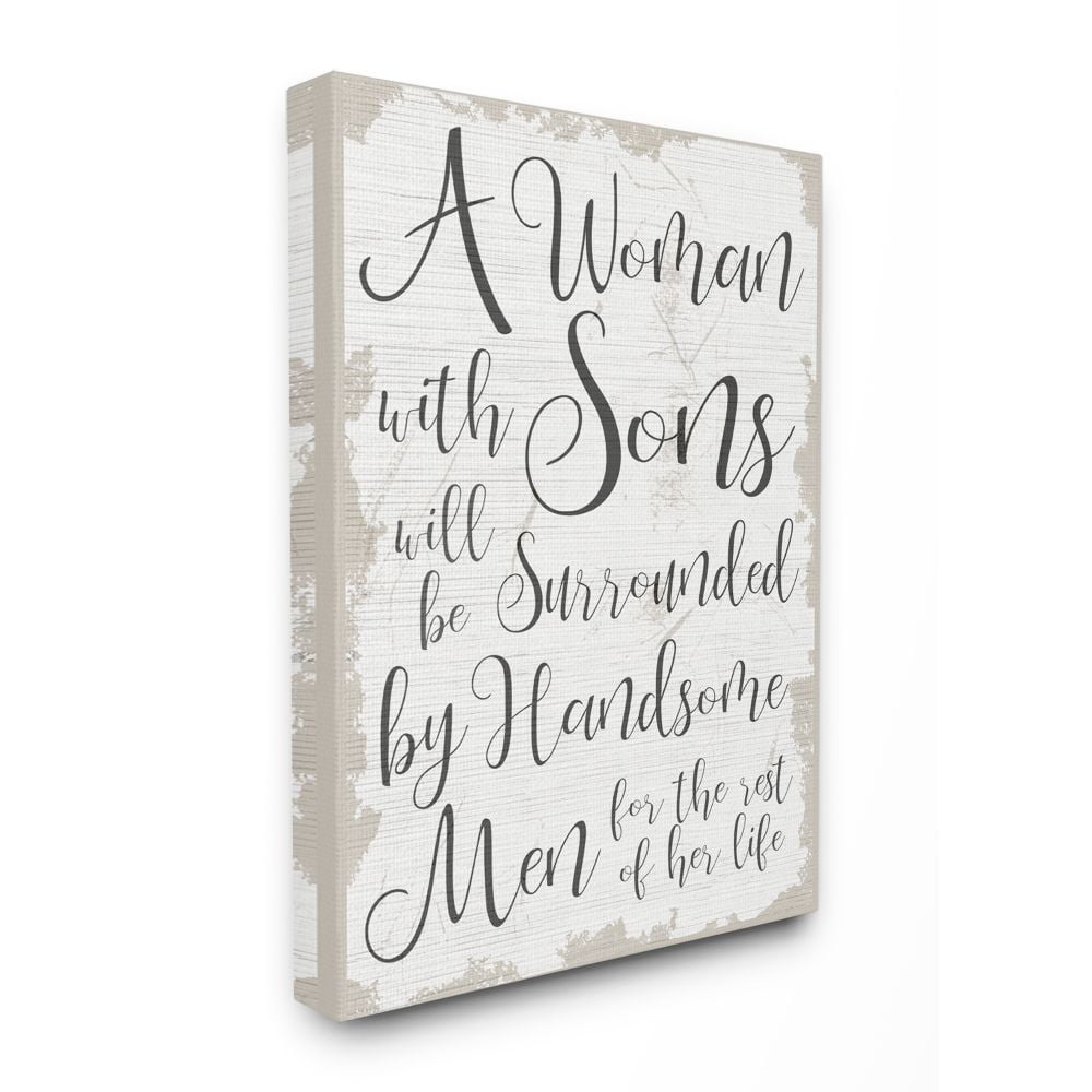 Stupell Industries Handsome Sons Home Family Inspirational Word Textured Design Super Canvas Wall Art by Daphne Polselli
